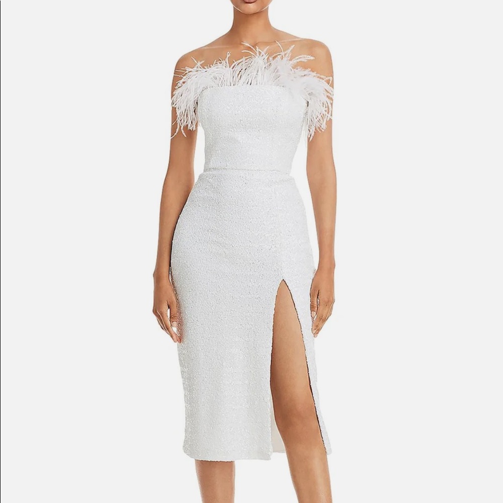 Amanda Uprichard Liz Sequined Feathers Sheath Dress